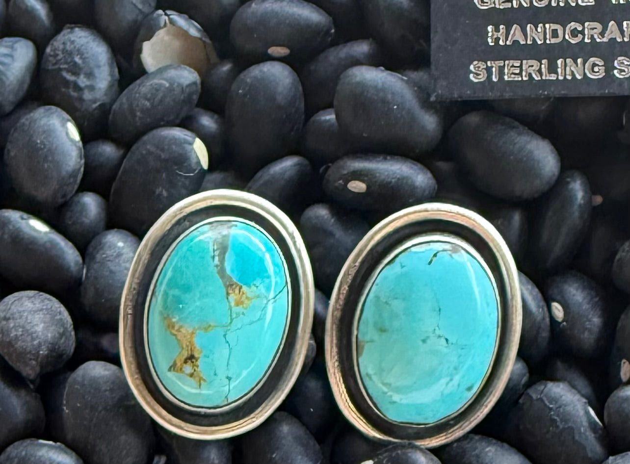 Handmade Kingman turquoise & sterling silver earrings
