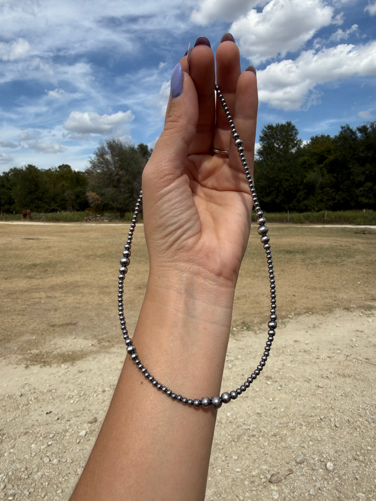 16” graduated sterling silver pearl necklace