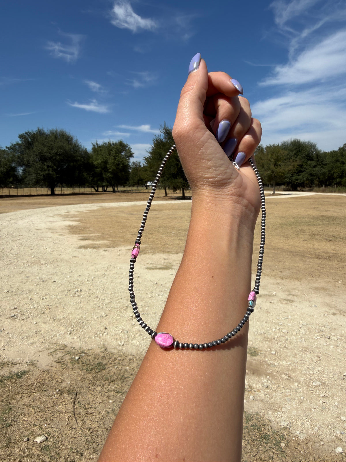 16” cotton candy/ sterling silver necklace
