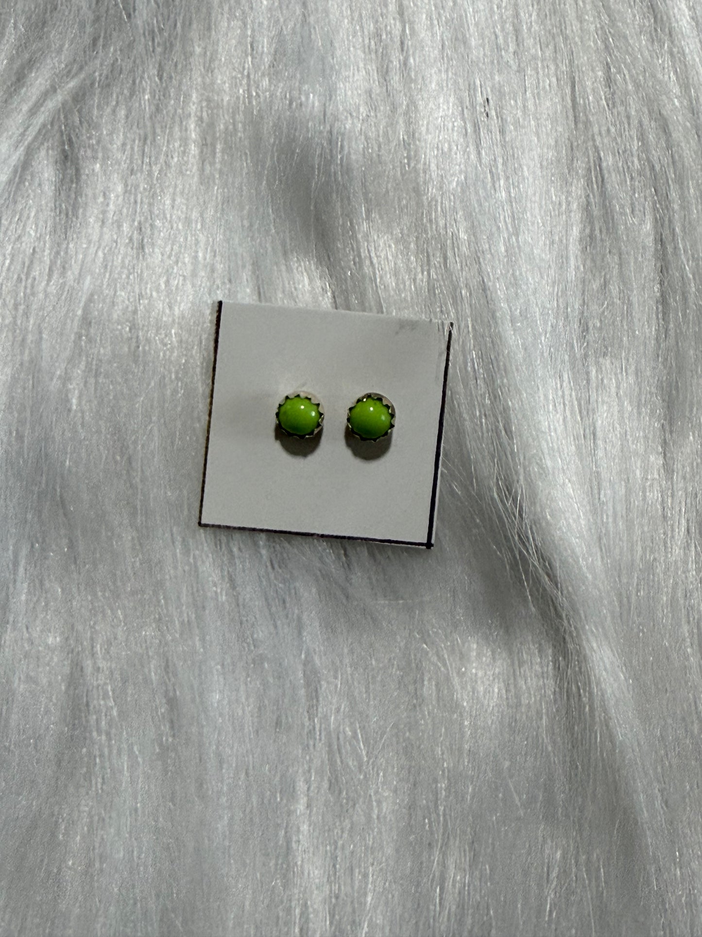 Gaspeite earrings Navajo made by Linda Yazzie