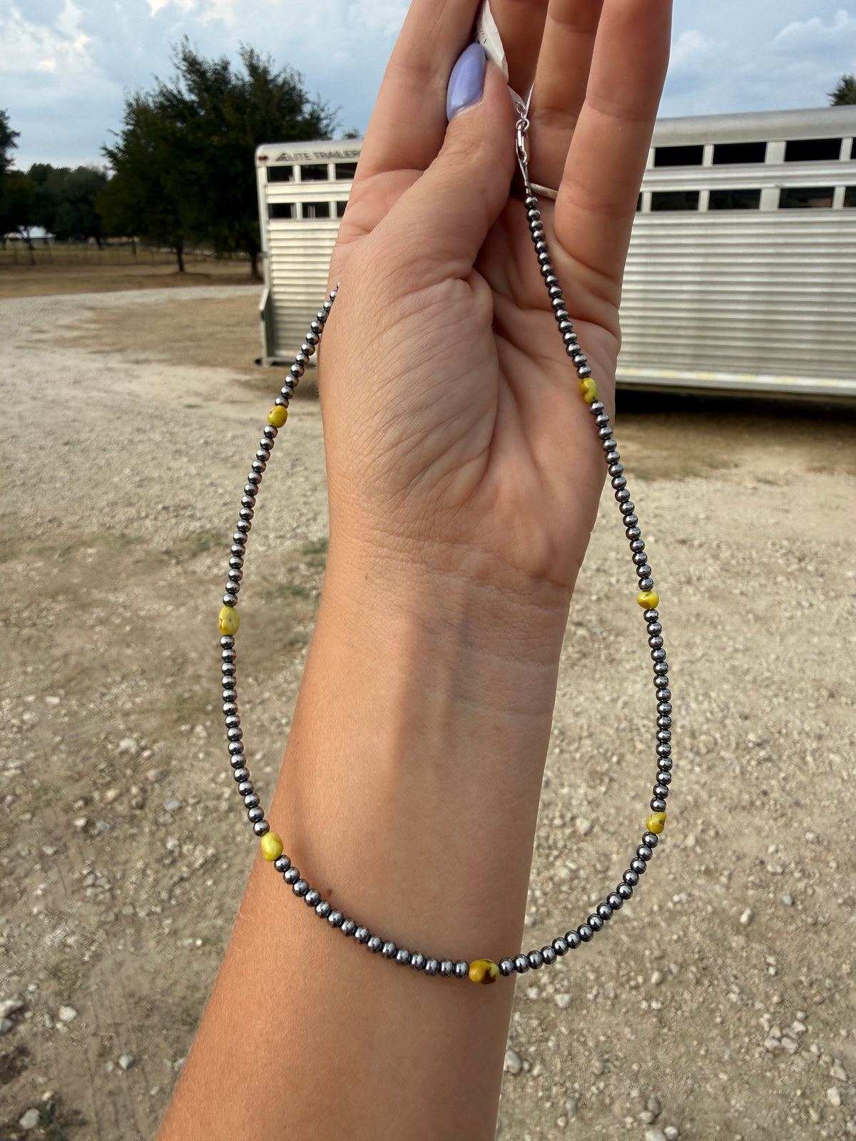 Palomino Turquoise Necklace – Sterling Silver Pearls