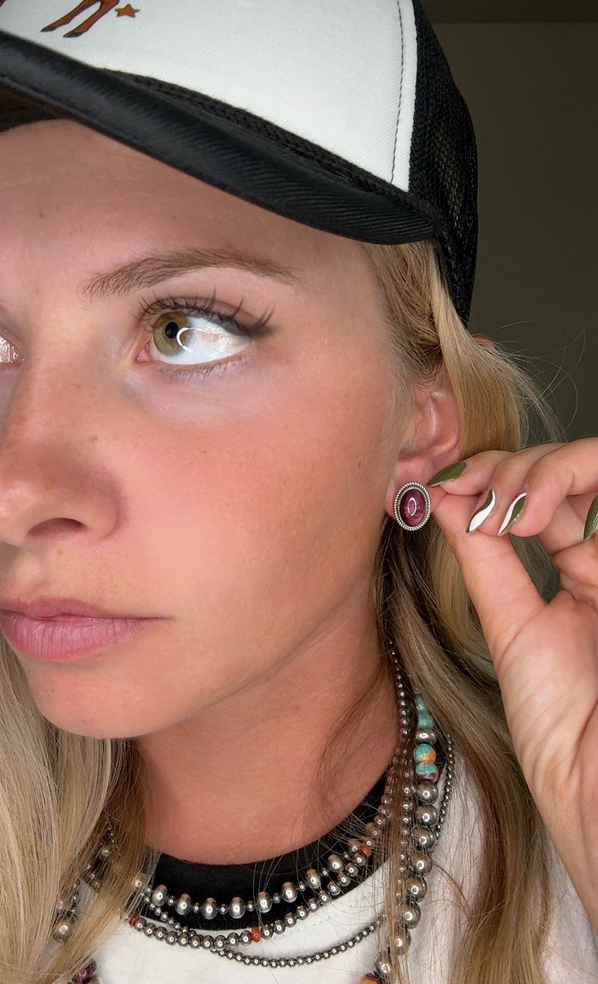 Purple spiny & sterling silver stud earrings