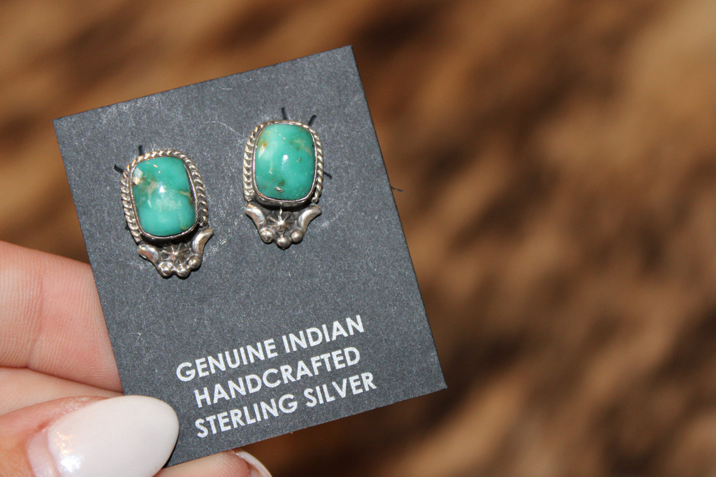Navajo handmade Kingman turquoise earrings- Rita Largo