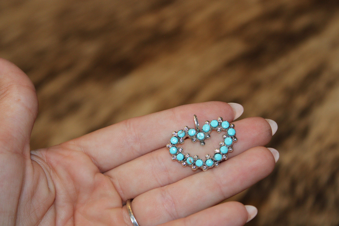 Zuni handmade Kingman Turquoise Pendant- Joanne Cheama