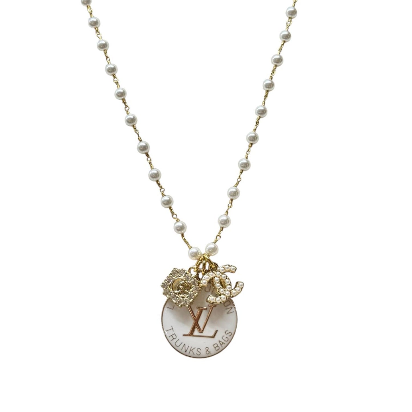 LV Vintage Pearl Rhinestone Necklace