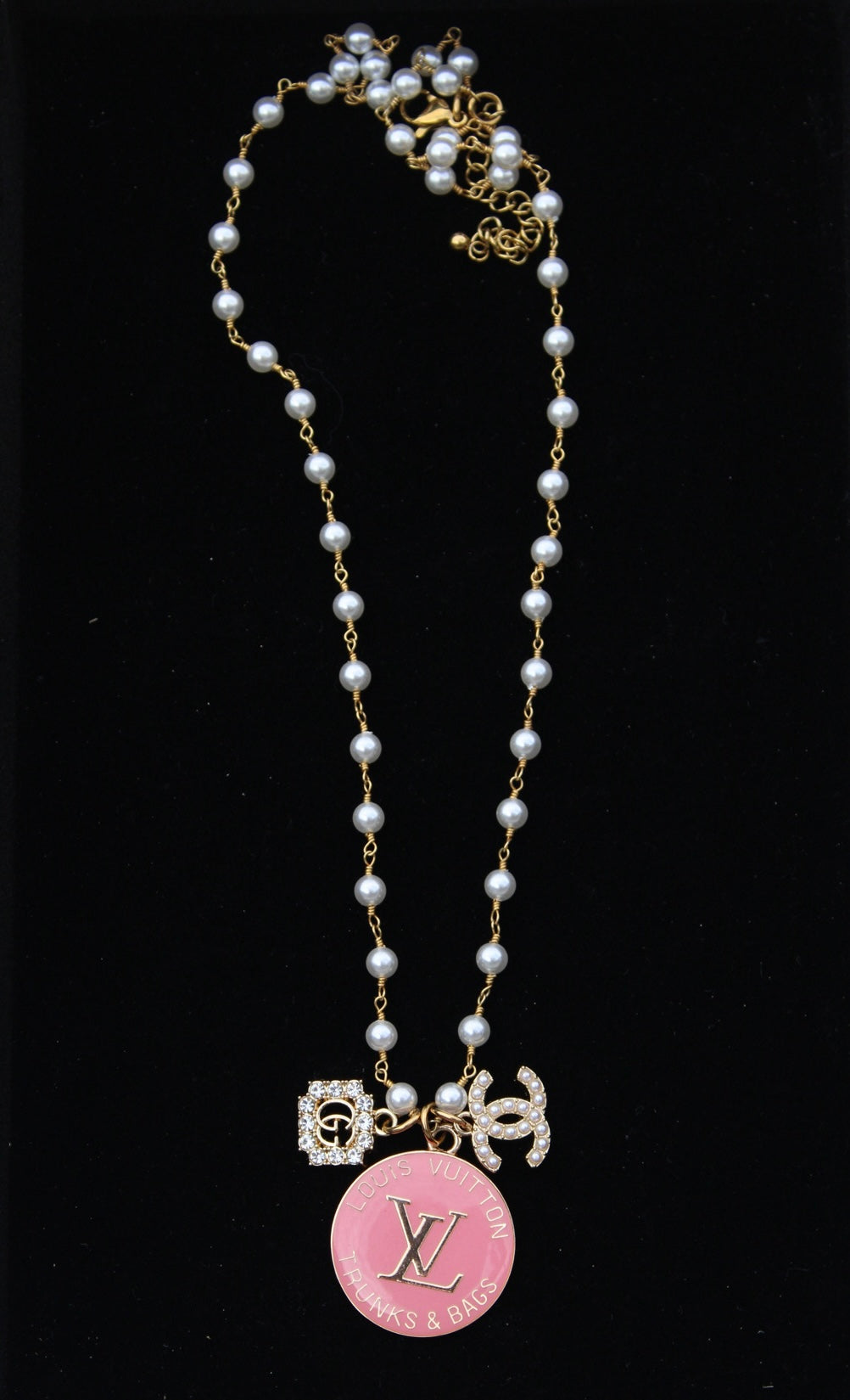 LV Vintage Pearl Rhinestone Necklace
