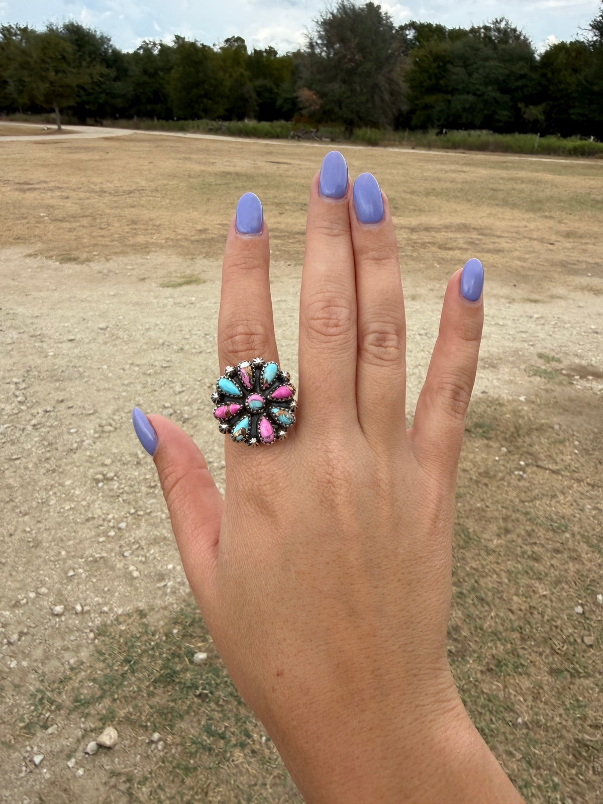 Cotton candy adjustable ring