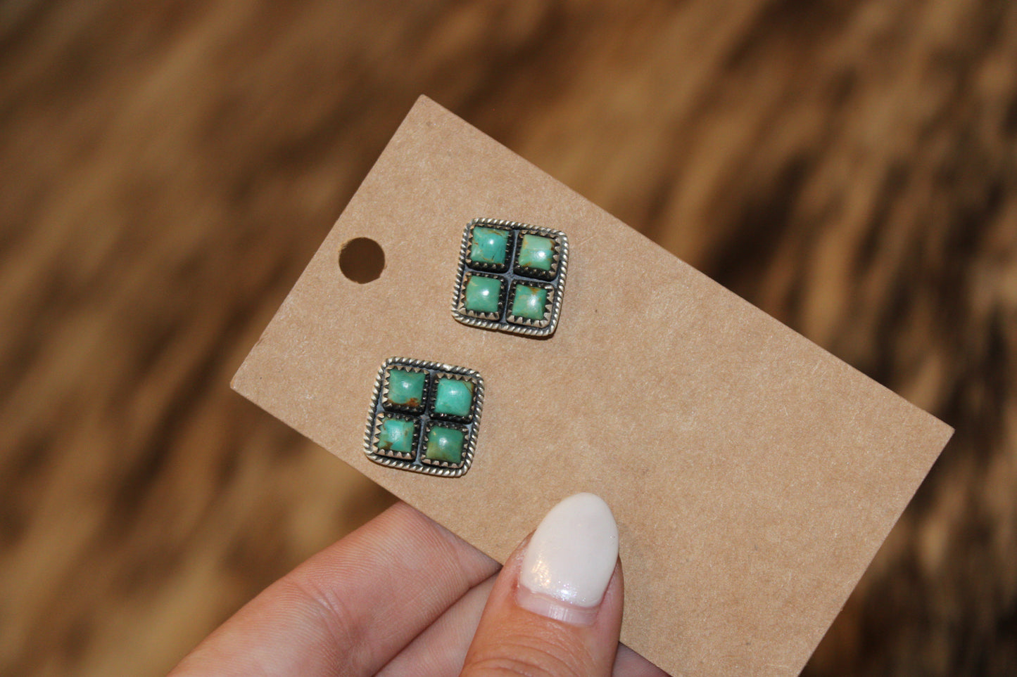 Kingman Turquoise/ Sterling Silver stud earrings signed