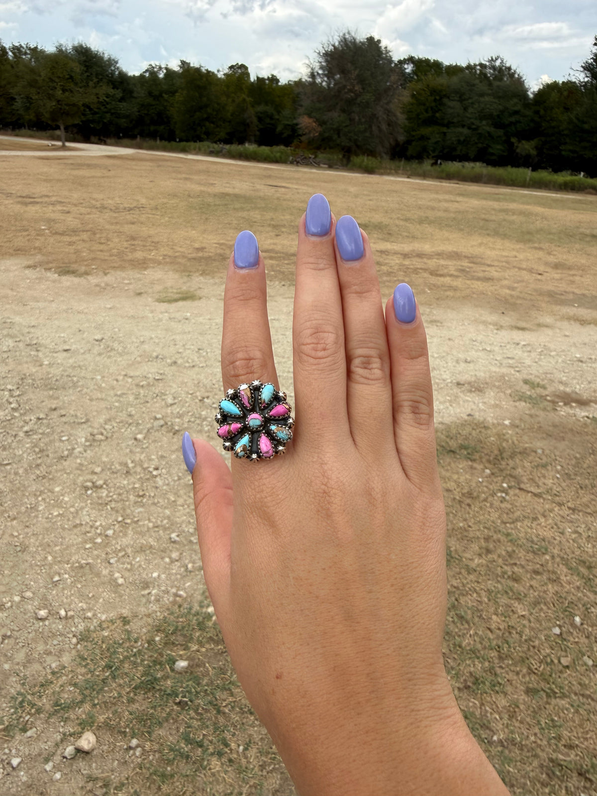 Cotton candy adjustable ring