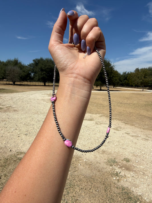 16” cotton candy/ sterling silver necklace