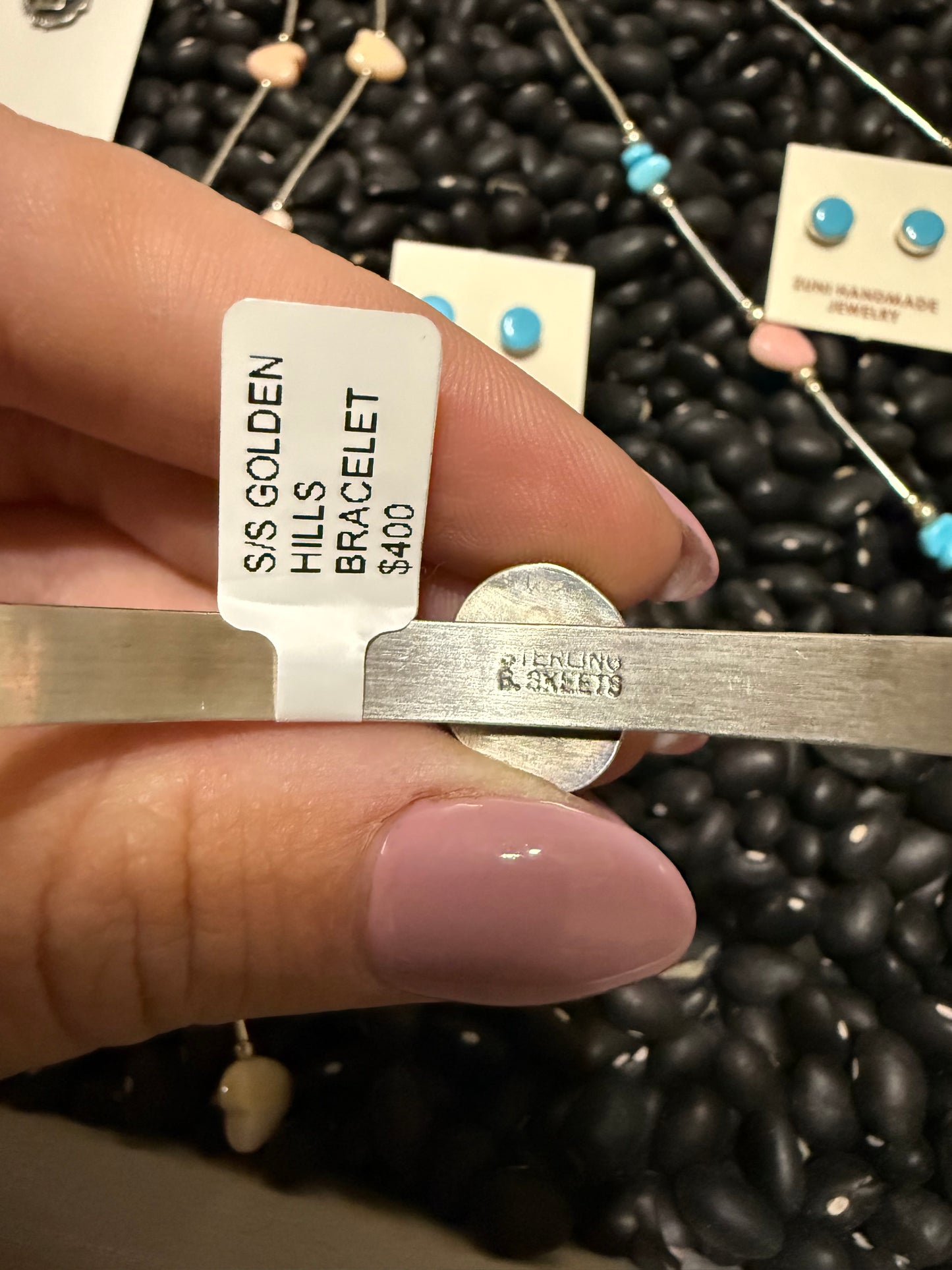 Golden Hills sterling silver cuff- Navajo handmade- Scott Skeets