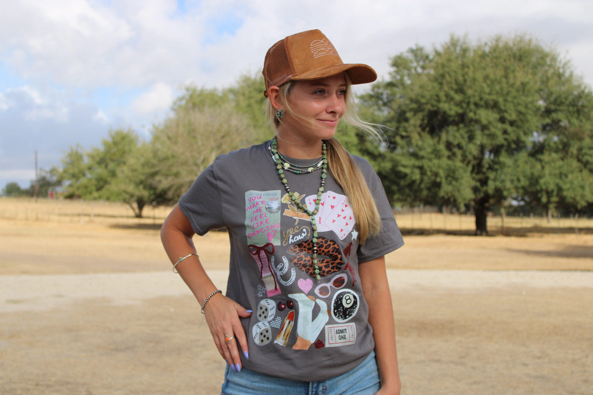 Western Graphic Tee- Charcoal