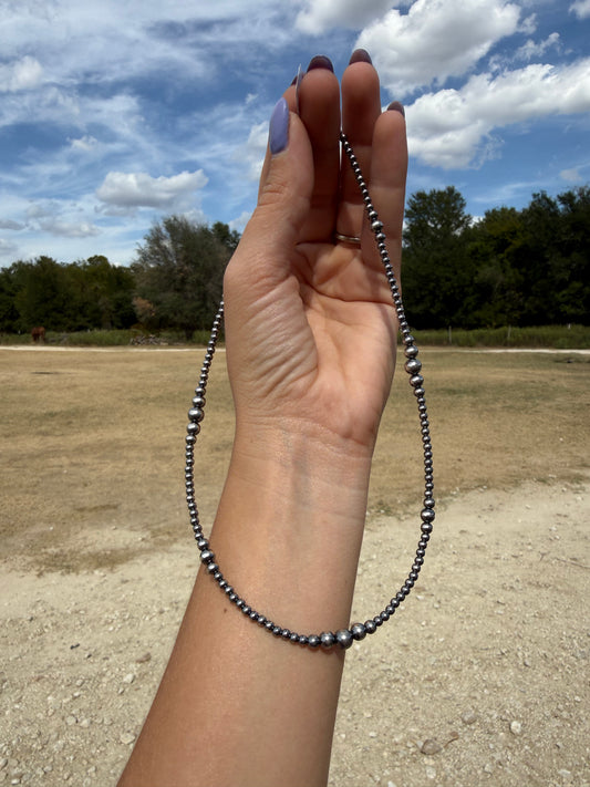 16” graduated sterling silver pearl necklace