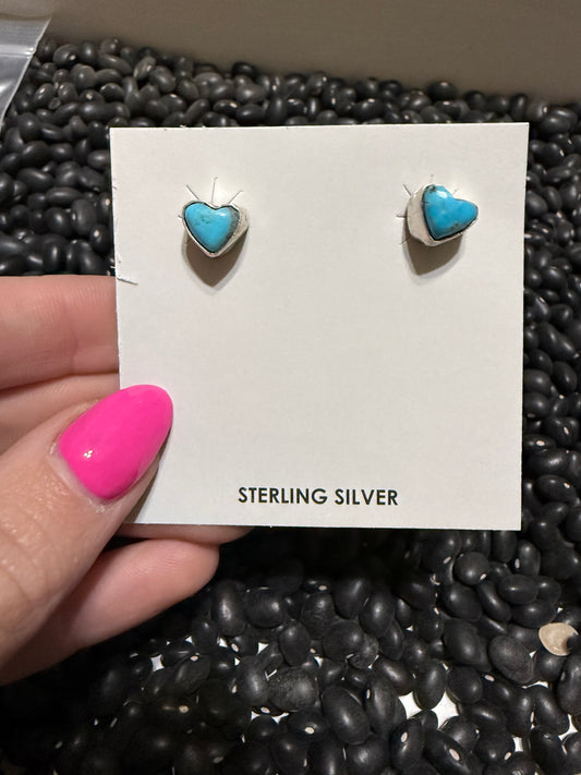 Navajo handmade Kingman turquoise earrings- Larson Chee