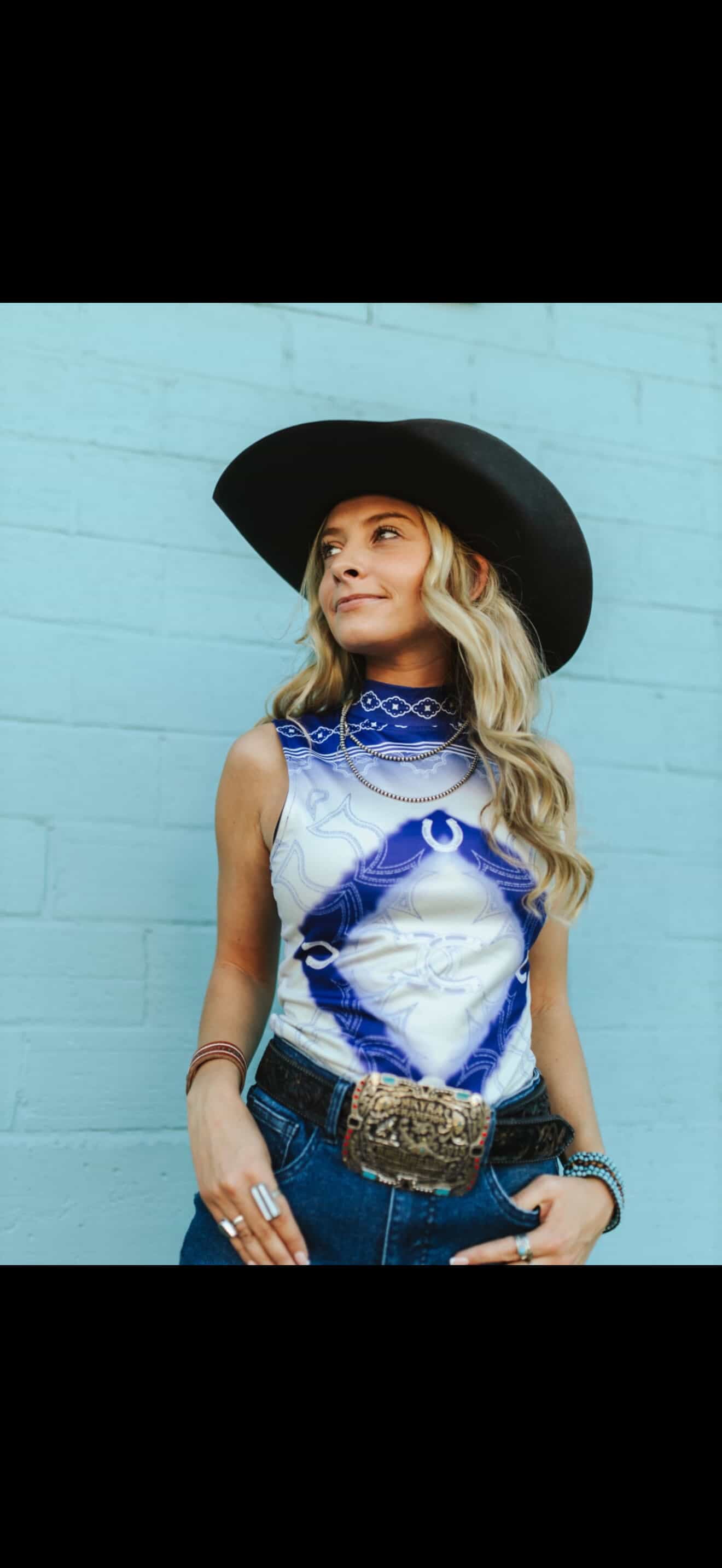 Purple western printed tank