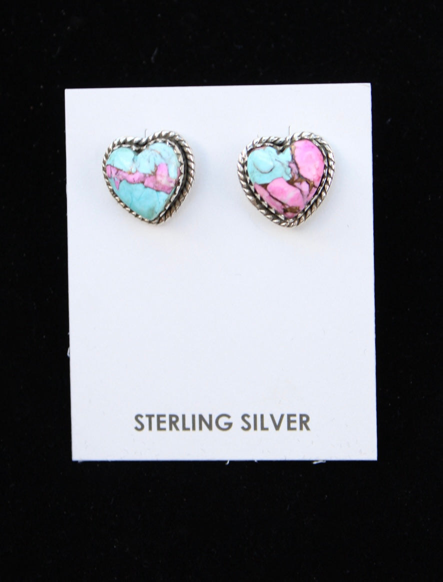 Cotton candy heart earrings