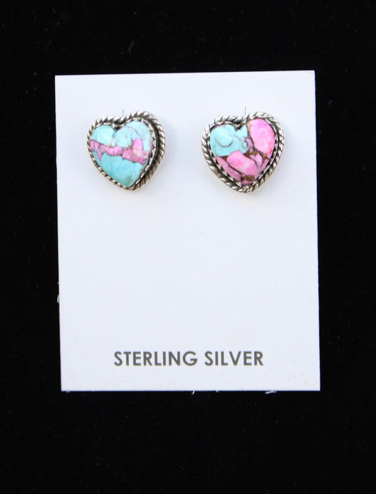 Cotton candy heart earrings