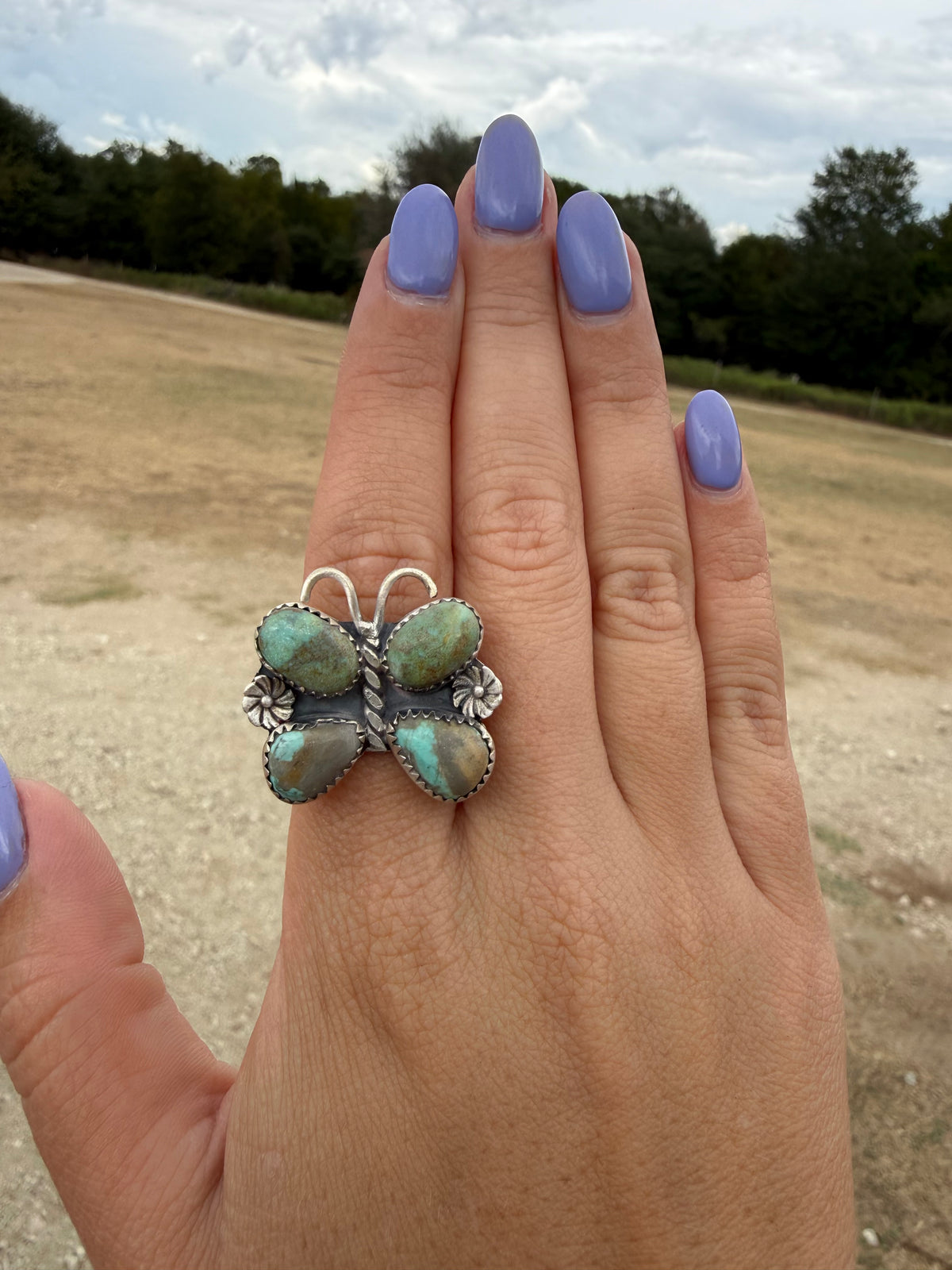 #8 turquoise butterfly ring- adjustable