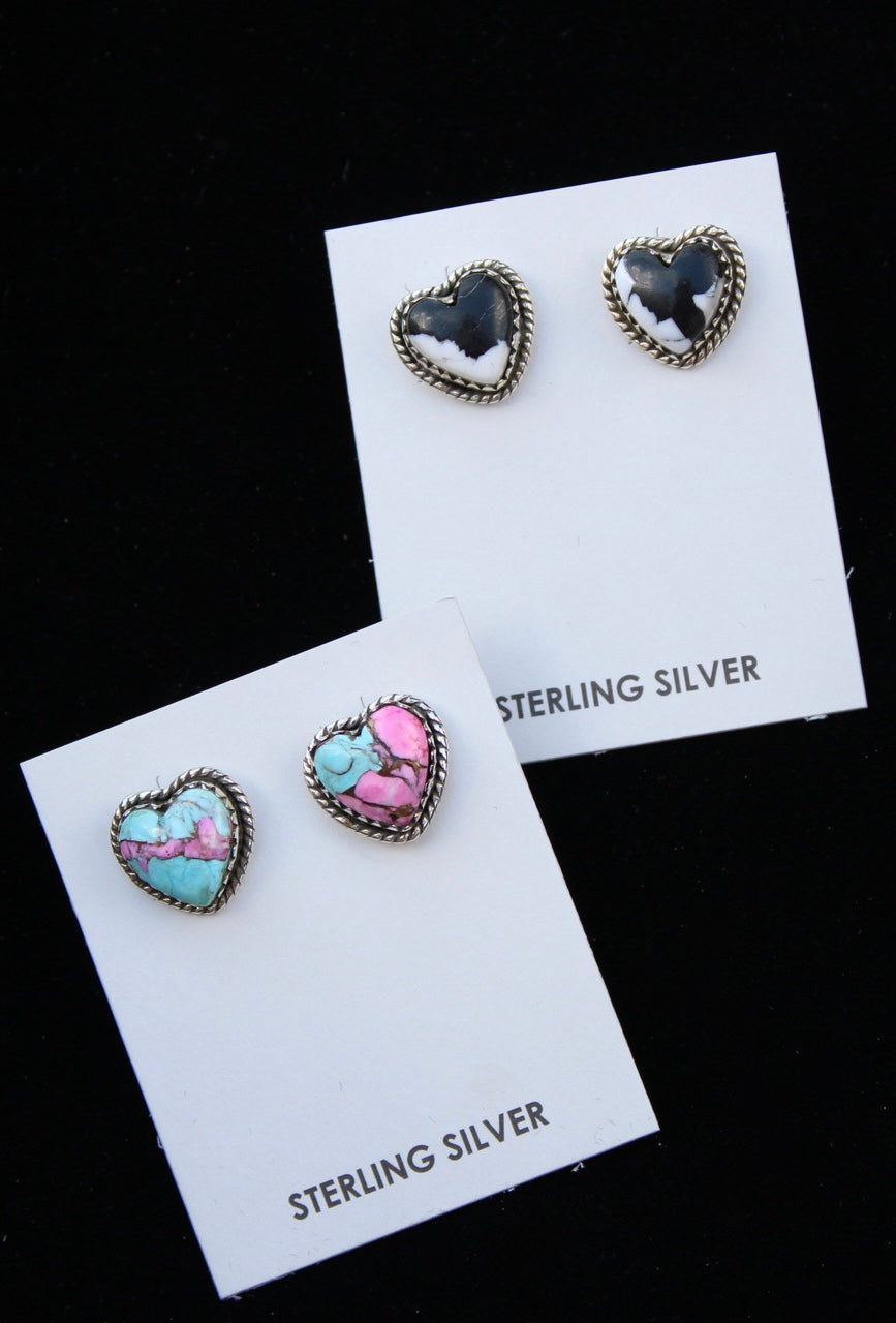 Cotton candy heart earrings