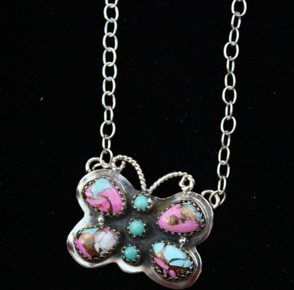 Cotton candy butterfly necklace