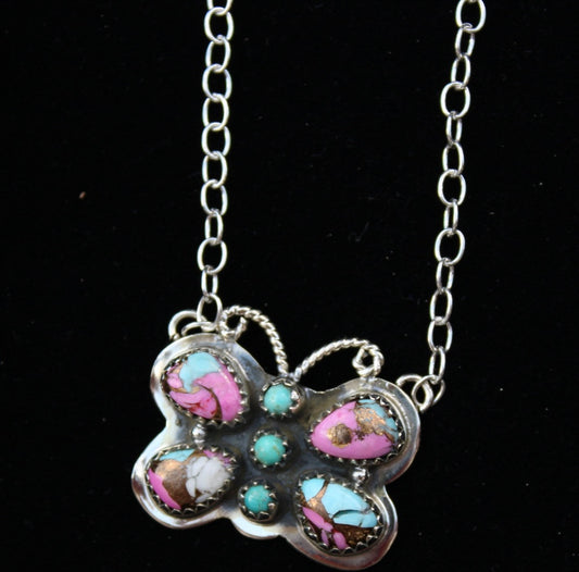 Cotton candy butterfly necklace