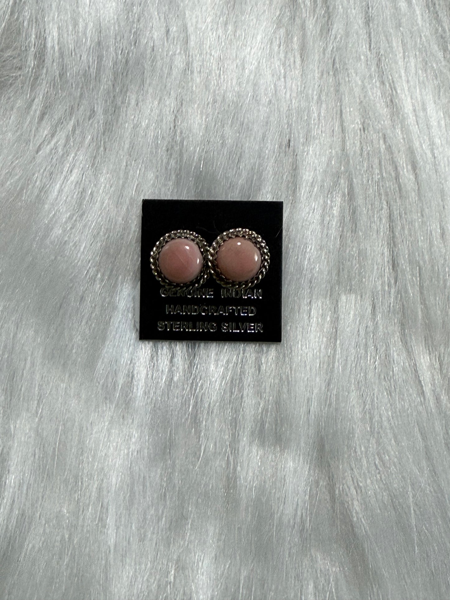 Pink conch earrings Navajo made by Esther white
