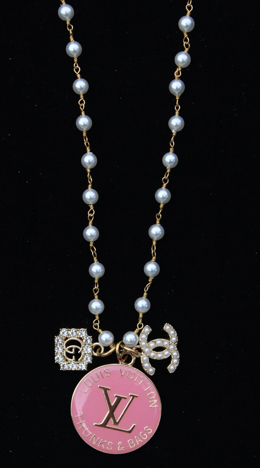 LV Vintage Pearl Rhinestone Necklace