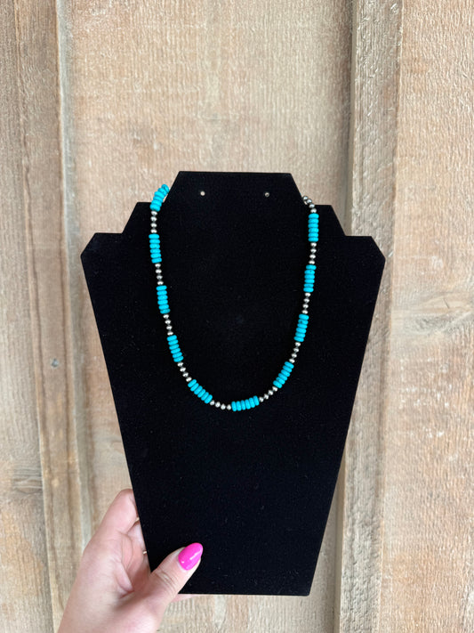 15” Sterling silver pearls & turquoise howlite
