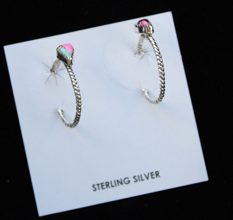Cotton candy hoop earrings