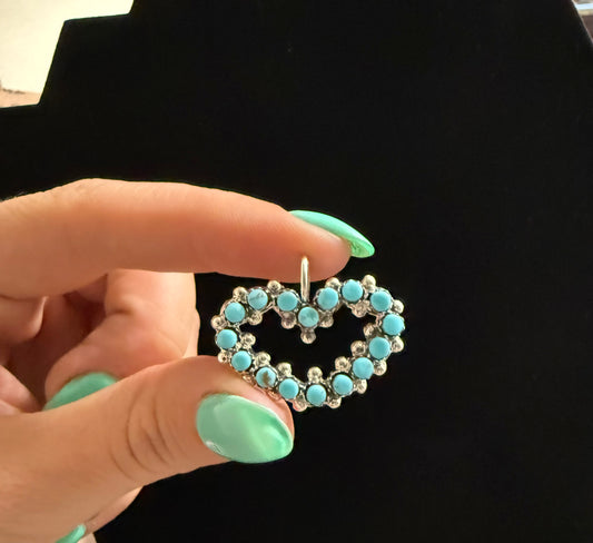 Zuni handmade Kingman Turquoise Pendant- Joanne Cheama