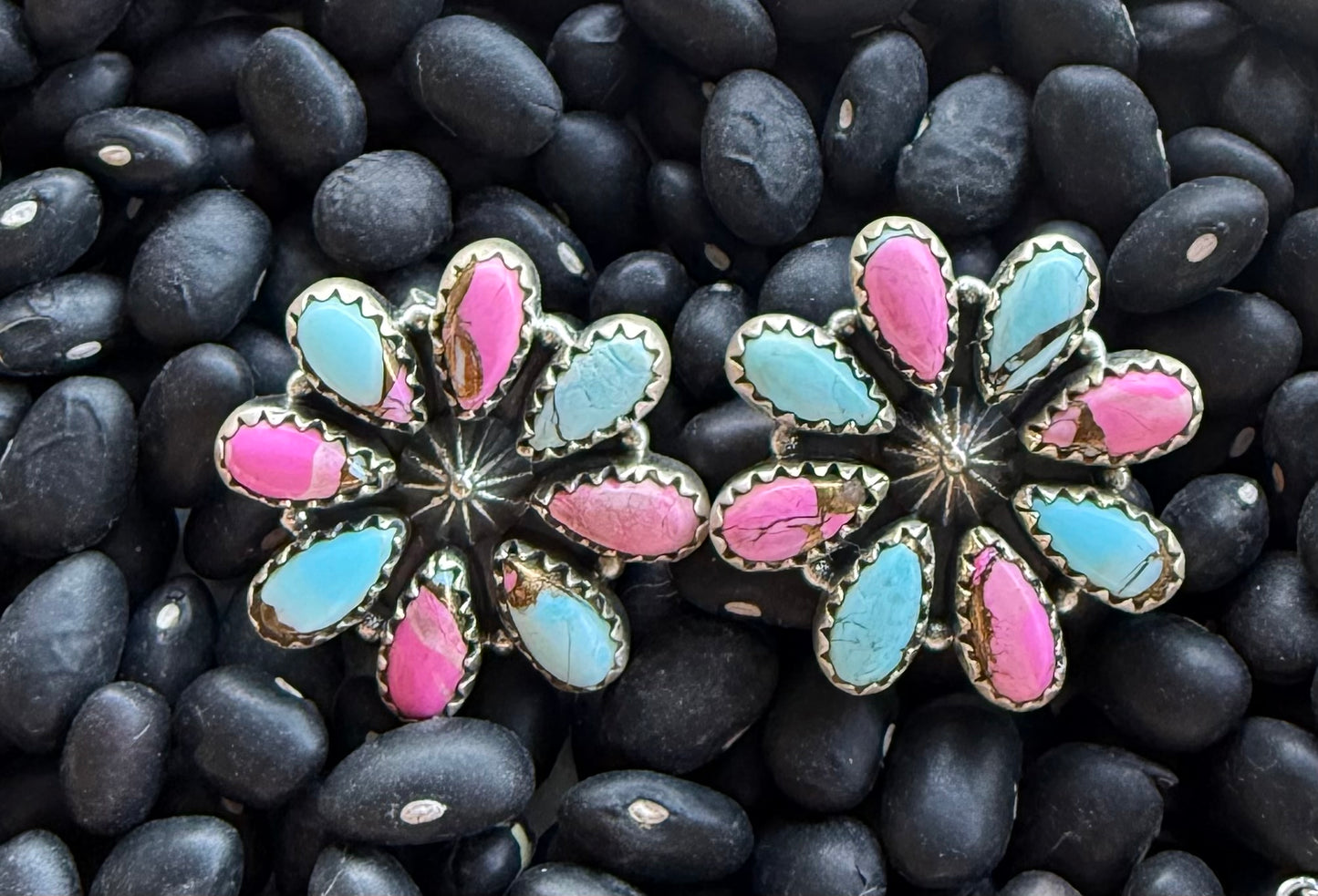 Handmade cotton candy & Sterling silver earrings