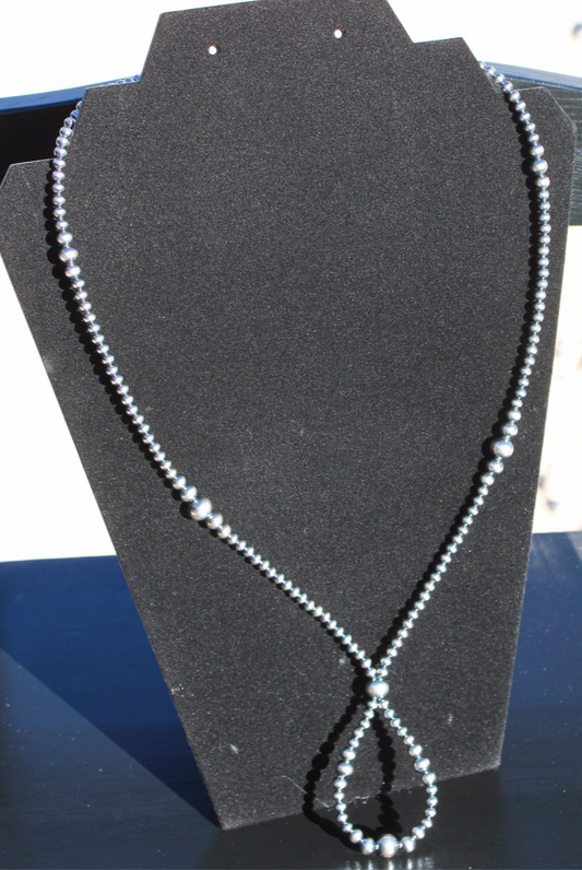 23 inch graduated Sterling Silver Pearls hoop necklace