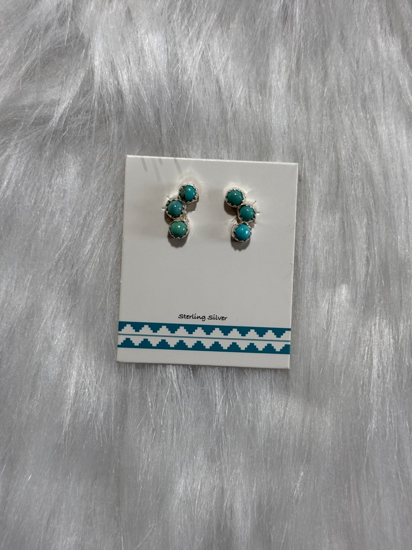 Zuni handmade Kingman turquoise earrings- Janice Spencer