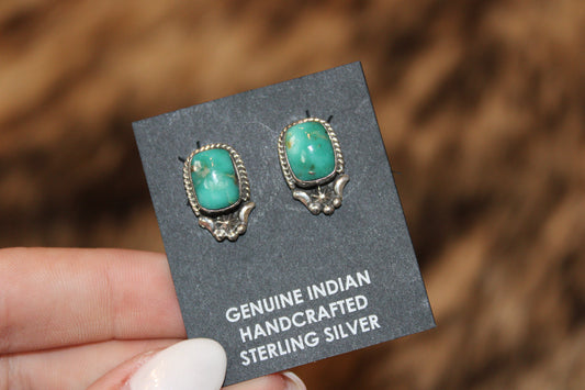 Navajo handmade Kingman turquoise earrings- Rita Largo