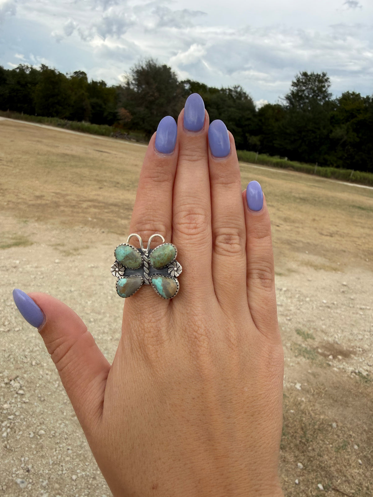 #8 turquoise butterfly ring- adjustable