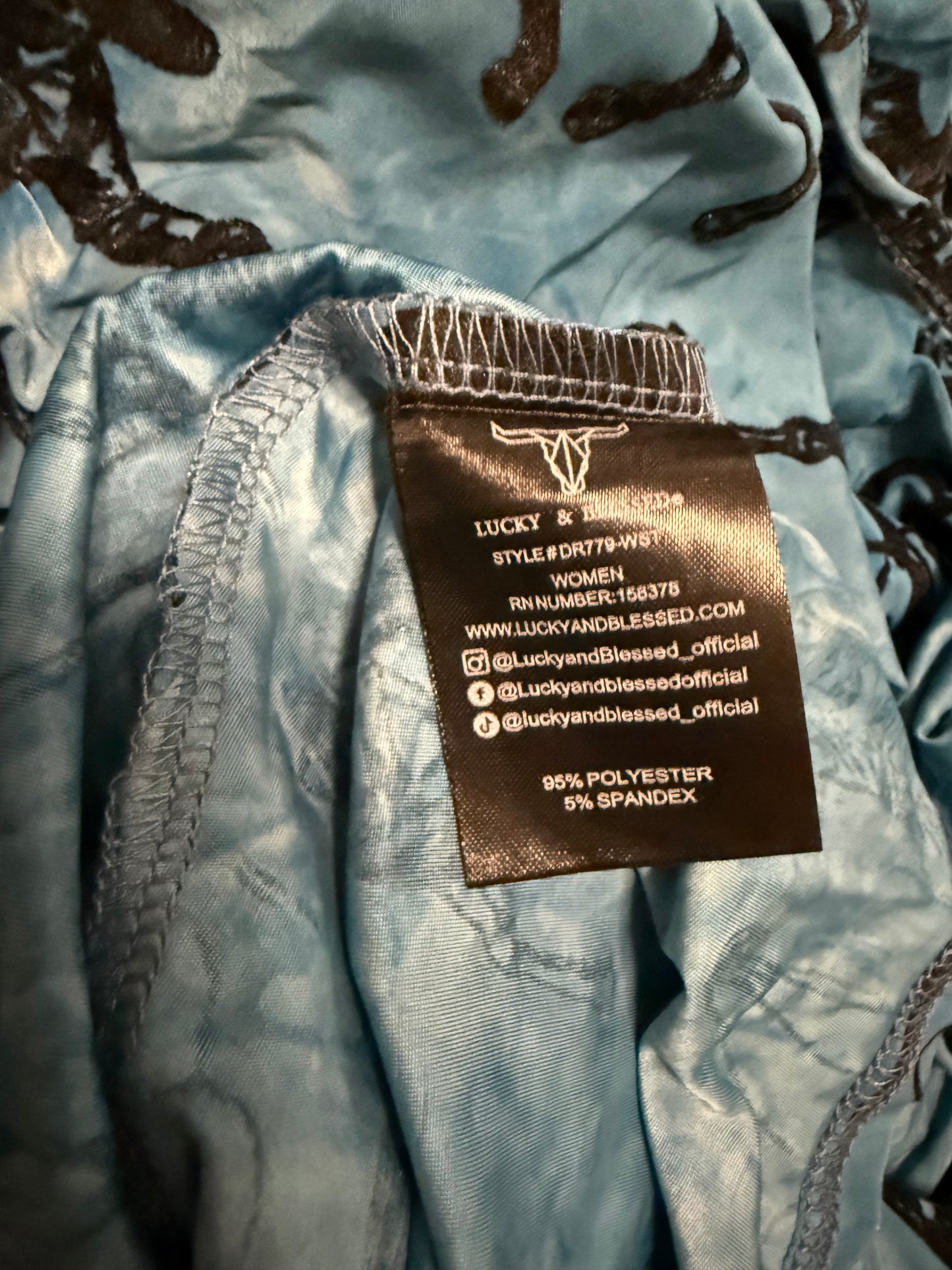 Teal Snaffle Western Burnout Spaghetti Strap Dress