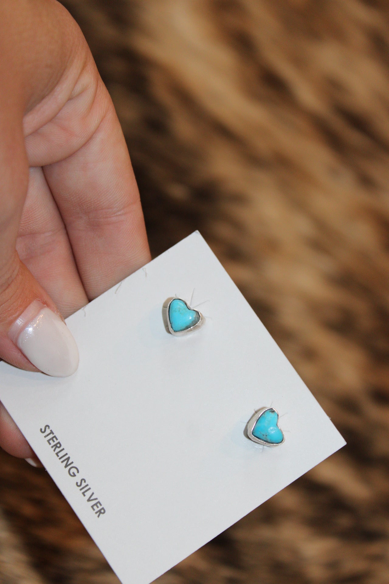 Navajo handmade Kingman turquoise earrings- Larson Chee