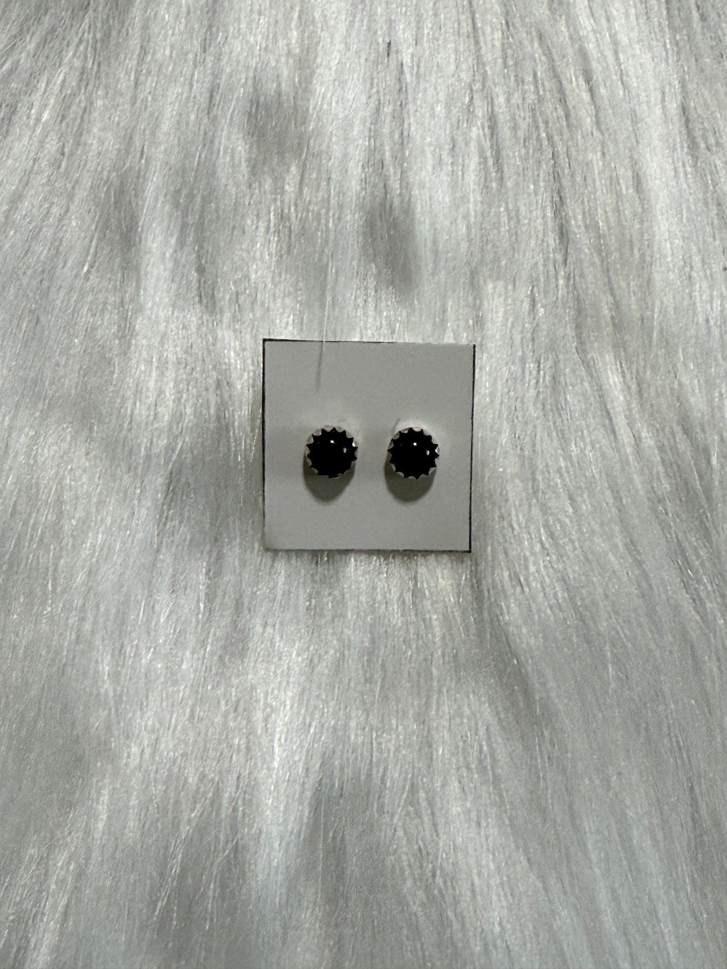 Black onyx earrings Navajo handmade by Linda Yazzie