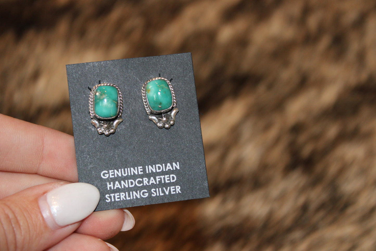 Navajo handmade Kingman turquoise earrings- Rita Largo