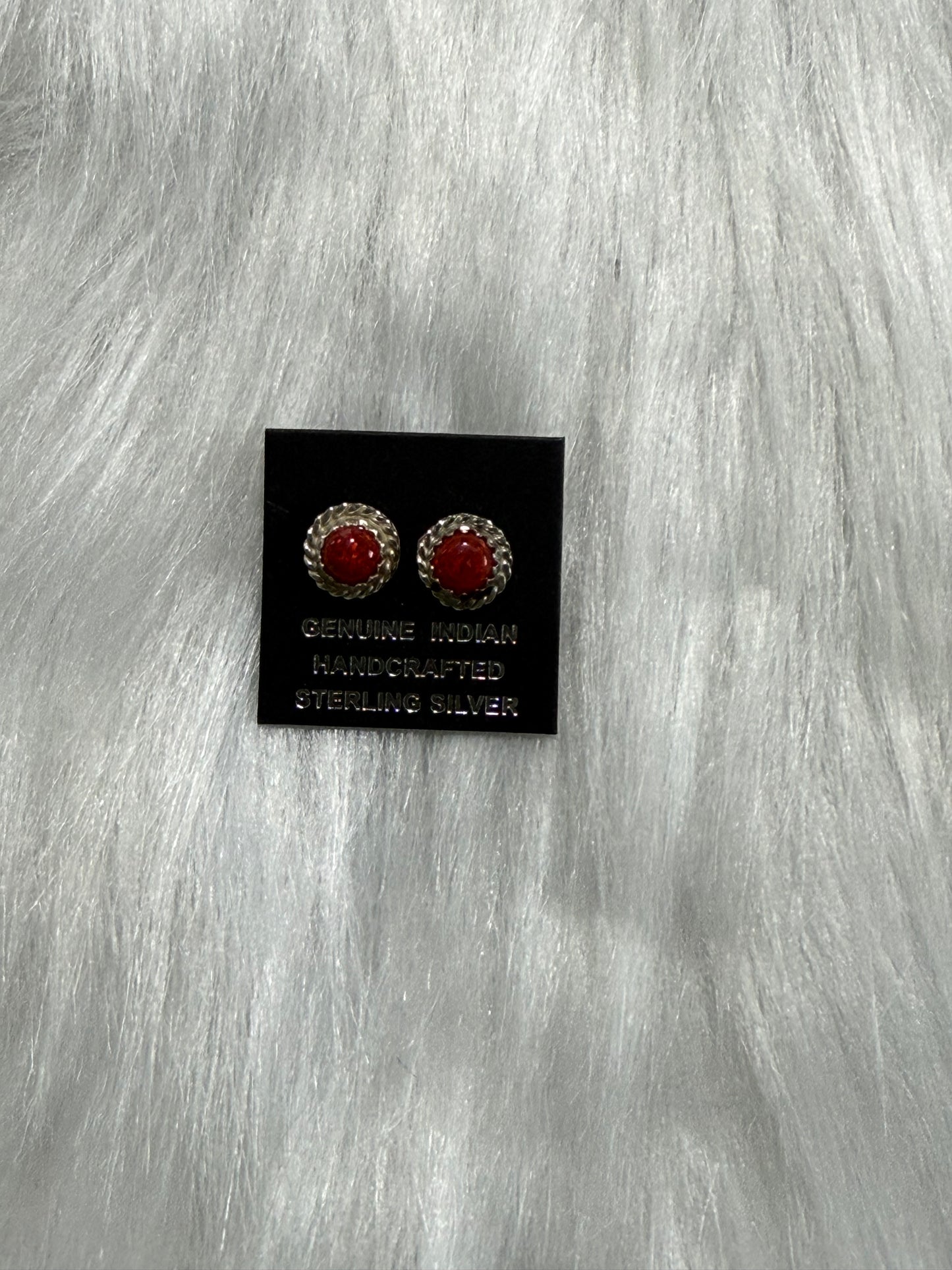 Opal earrings Navajo handmade by Esther white