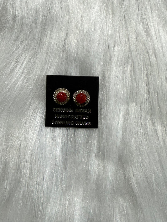 Opal earrings Navajo handmade by Esther white