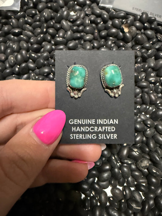 Navajo handmade Kingman turquoise earrings- Rita Largo