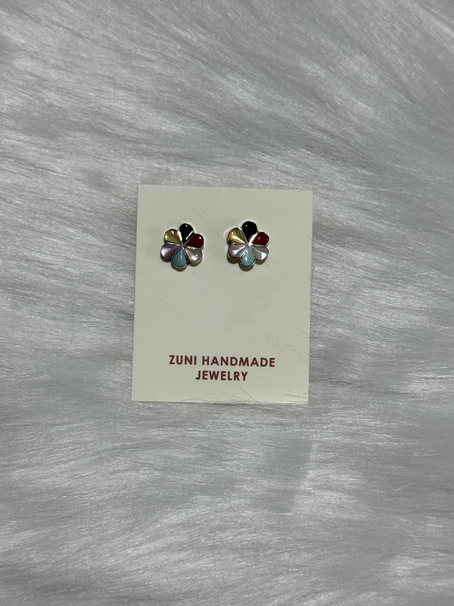 Raymond Bobelu Zuni handmade earrings