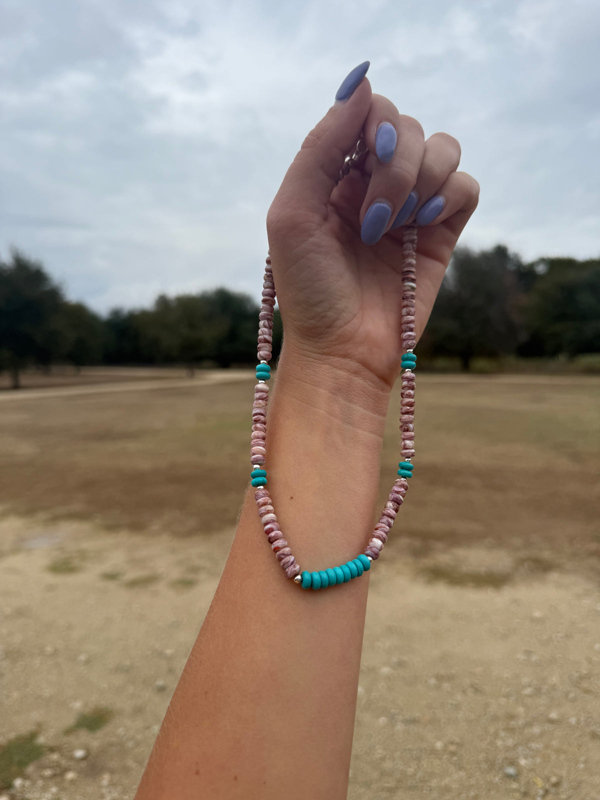 Purple spiny & turquoise necklace