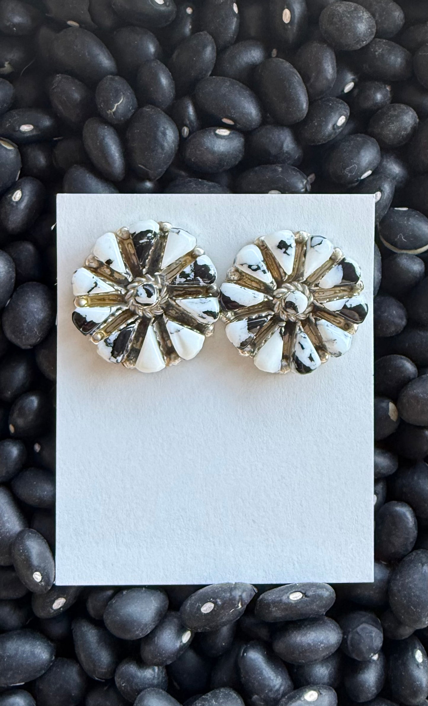 White buffalo cluster earrings