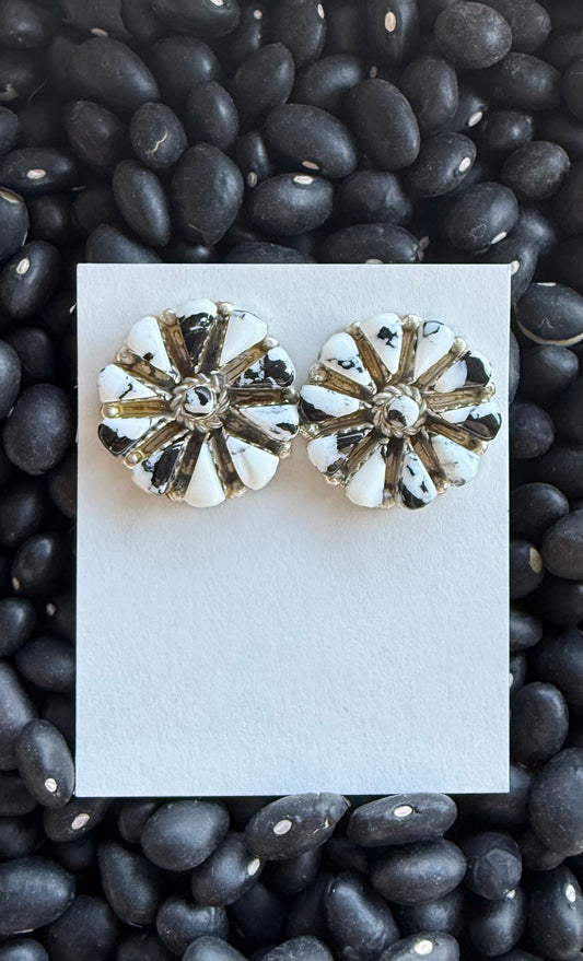 White buffalo cluster earrings