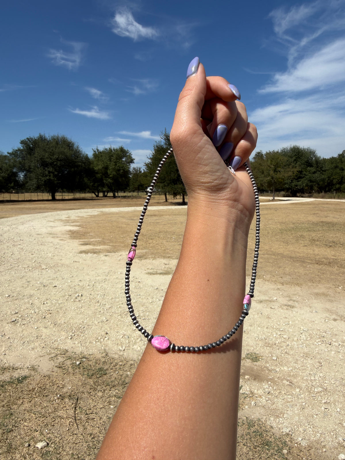 16” cotton candy/ sterling silver necklace