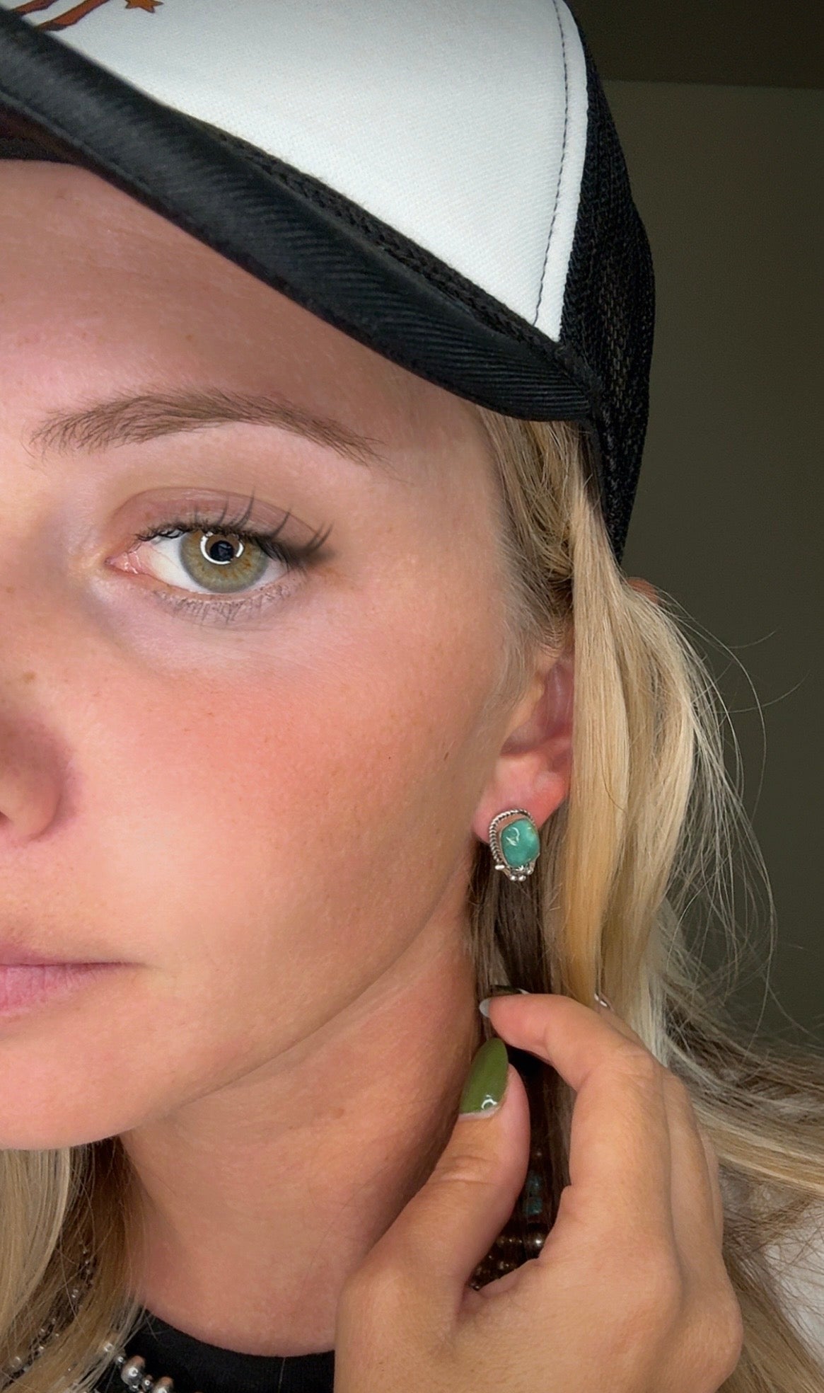 Navajo handmade Kingman turquoise earrings- Rita Largo