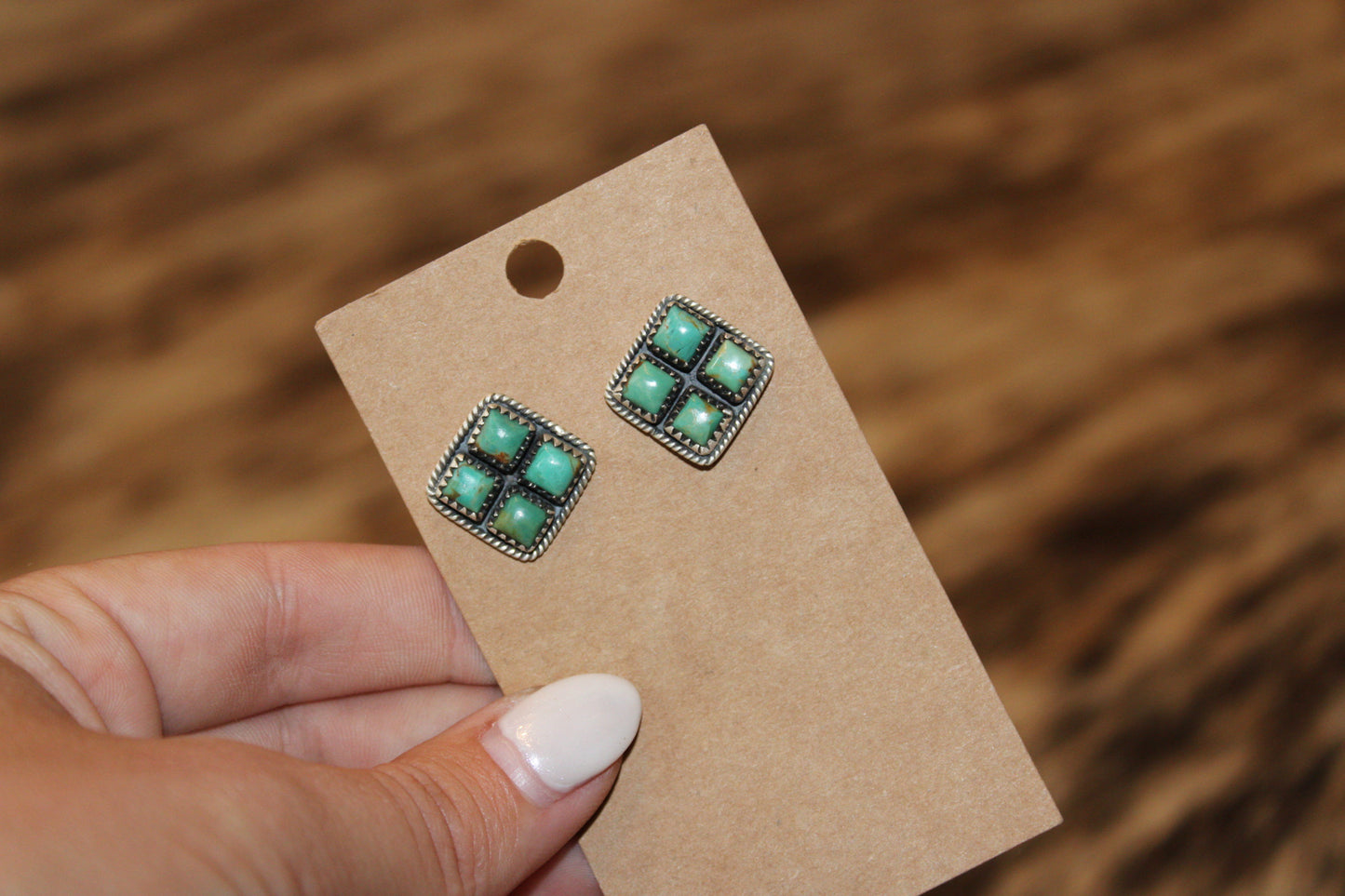 Kingman Turquoise/ Sterling Silver stud earrings signed