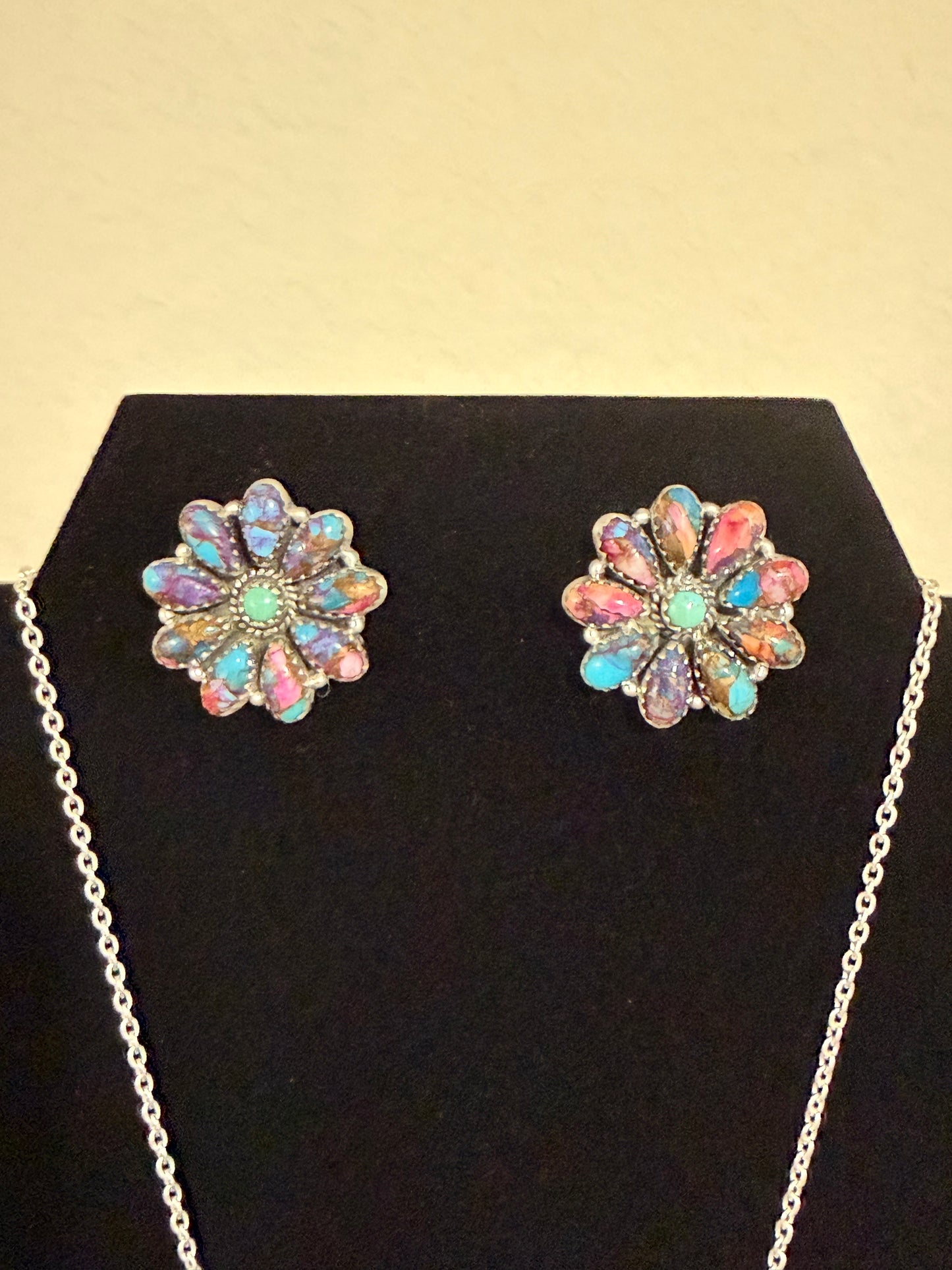 Pink Dream Sterling silver cluster earrings